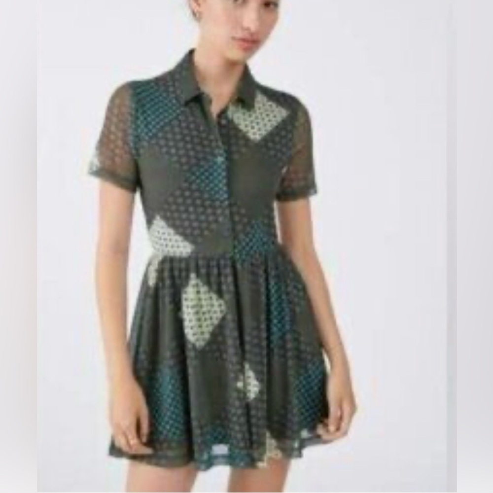 Urban Outfitters - Dottie Collard Mesh Geometric Button Mini Dress Size Medium